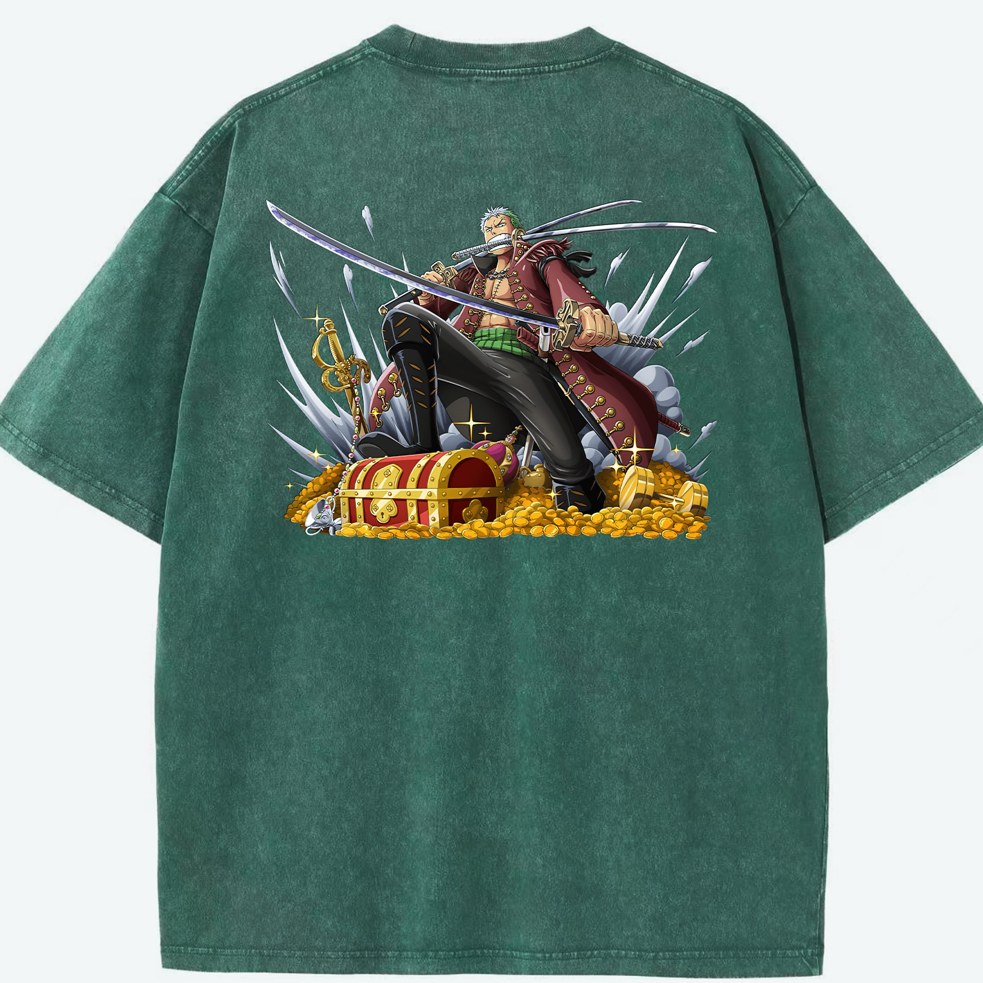 ワンピース ロロノア・ゾロ ONE PIECE Roronoa Zoro 綿100% ヴィンテージ風 半袖Tシャツ（背面プリント）